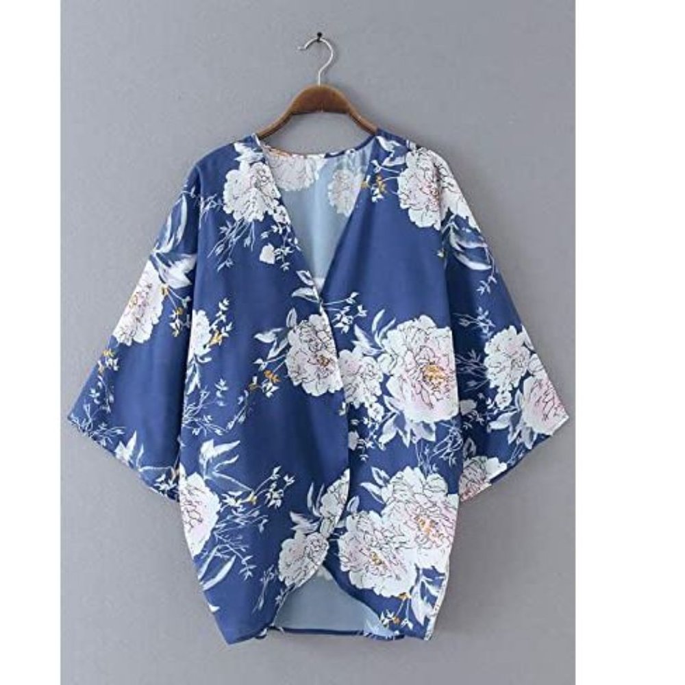 Women's Floral Kimono Cardigan Casual Cover Up - Picture 7 of 7